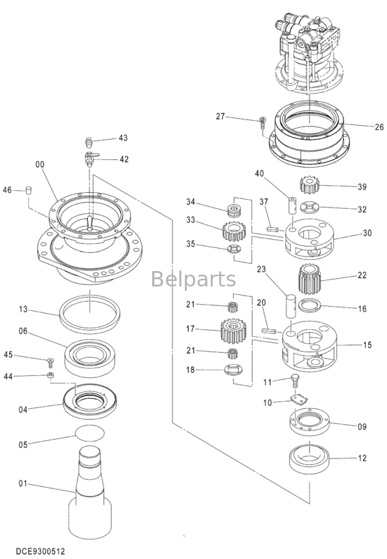 Schwingen-Reduzierung Assy For Hitachi Bagger-Machine Swing Gearboxs ZX470LC-5G 9300512
