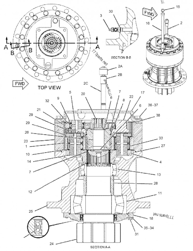 Belparts-Bagger Parts 322/324/325/329 Schwingen-Reduzierungs-Zus des Schwingen-Getriebe-191-2693