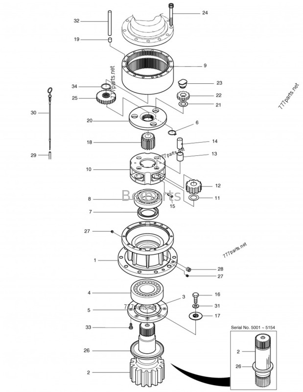 Erddes bewegenmaschinerie-Bagger-DX480 DX520 Schwingen-Getriebe Schwingen-Getriebe-der Reduzierungs-130426-00005A