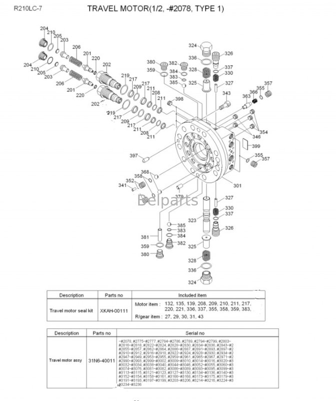 Fahrmotor Belparts-Bagger-Final Drive Tos Hyundai 210 Lc7 R210 Lc-7 R210lc-7, der 31N6-40010 trägt