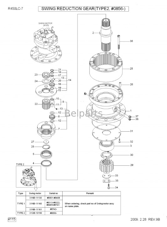R450-7 R450LC-7 Bagger-Swing Gearbox Swing-Reduzierungs-Zus 31QUARTERBACK-10140 für Hyundai
