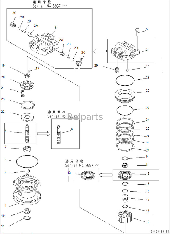 Bagger-Slewing Motor Pcs 40 der Schwingen-Pc60-7 Hand Bewegungszus-708-7T-00470 zweites
