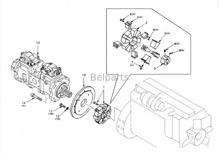 Belparts Bagger Hauptpumpe EC210 EC240 Hydraulikpumpe SA 1142-00012 SA 1142-00531