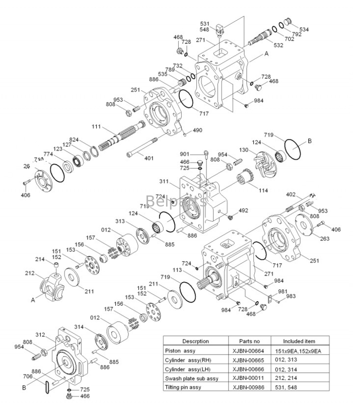 Teile zum Bagger für Hyundai R450lc Hydraulikpumpe 31NB-10010 31NB-10020 31NB-10022