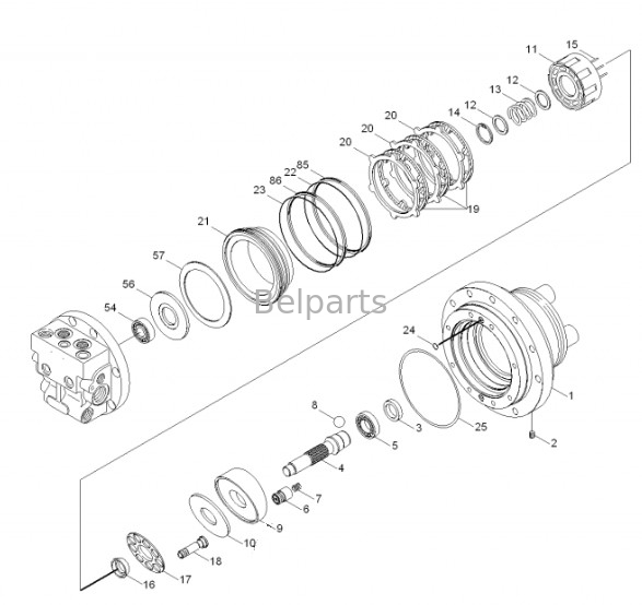 R55-7 R55-7A Endantrieb Assy Belparts Bagger Reisemotor Assy 31M8-40010 31M8-40020 Für Hyundai