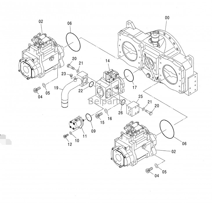 Hitachi Bagger ZX850-3 ZX650-3 4635645 Hydraulische Pumpe Assy für K3V280