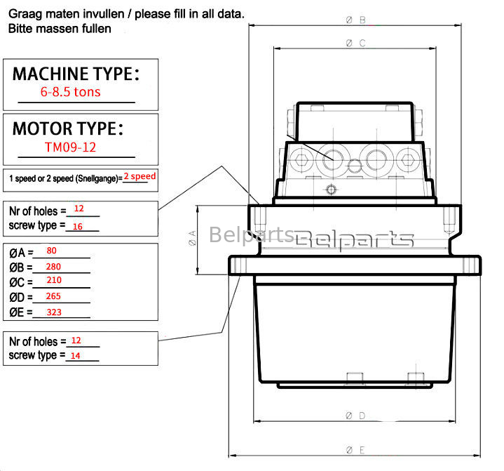 Belparts Bagger DH290LC-V Drehverminderung 2101-1025G 2101-1025E 2101-1025H Doosan Bagger Drehgetriebe