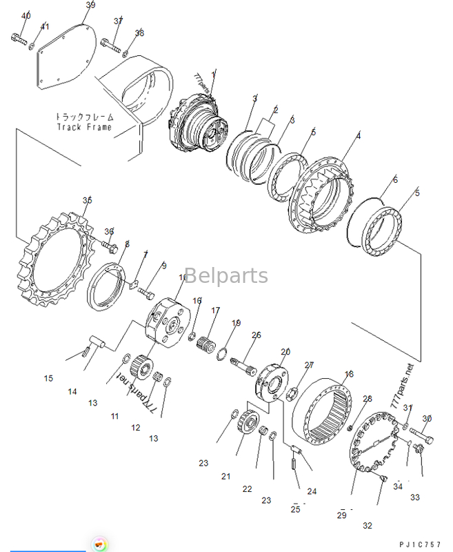 Belparts Bagger PC300-7 207-27-71140 708-8H-00320 Bagger-Fahrgetriebe Lager Ersatzteile