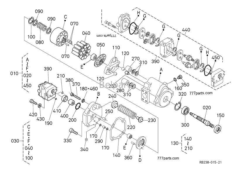 Hydraulische Pumpe Kubota U17-3 KX41-3 KX018-4 Minibagger Teile PVD-00B-15P-5G3-4982A Hauptkolbenpumpe RB238-61112 RB238-61110 RG138-61110 RG138-61114 RG138-61113
