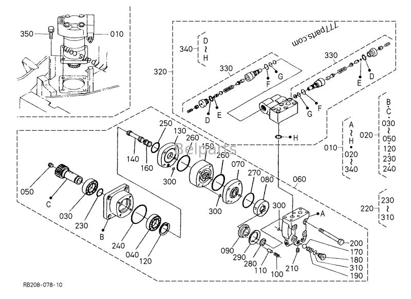 Schwingmotor für KX41-2 KX41-2S KX41-3 KUBOTA Minibagger Teile Schwungmotor Reduktor Assy RB101-61282 RB101-69302 RB238-61280
