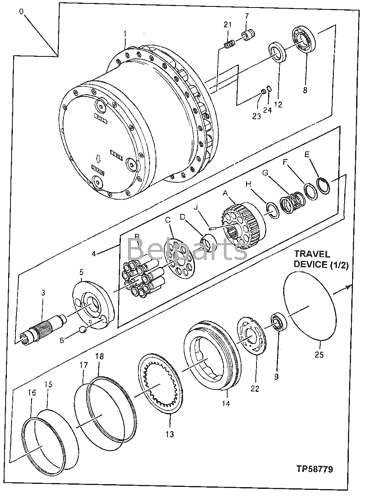 John Deere 160LC Achsantriebsbagger Teil AT183684 AT218124 4359799 4359799EX Hydraulischer Fahrmotor-Reduzierer