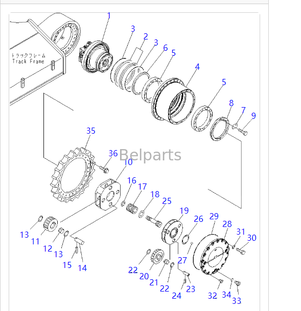 208-27-00411 208-27-00421 Achsantrieb für KOMATSU PC390LC-10 PC400-7 PC400LC-7 PC450-7 PC450LC-7 PC450-8 PC450LC-8 Baggerfahrschienenmotor mit Untersetzung