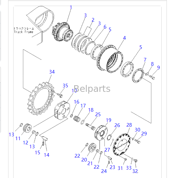 208-27-00311 208-27-00312 Achsantrieb für KOMATSU PC400-7 PC400-8 PC450-7 PC450-8 LC-Baggerfahrkettenmotor mit Untersetzungsgetriebe