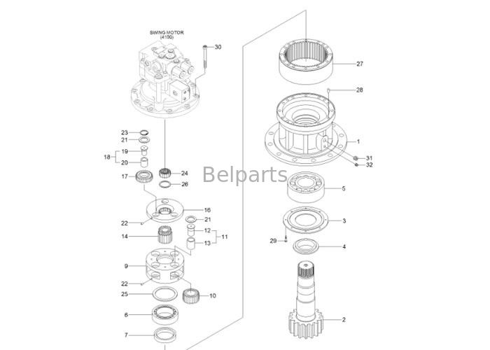Des Baggers hydraulisches Bagger-Schwingens 31Q4-11141 des Schwingendes motor R140-9 Getriebe