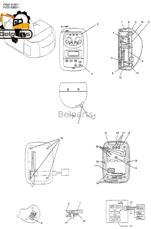Monitor Bagger-Electric Parts Panel-Anzeigen-Gruppen-Assy Gauges SK135SR SK200SR SK235SR SK135 YY59S00003F1